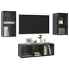 vidaXL 3 Piece TV Cabinet Set High Gloss Grey Engineered Wood