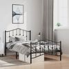 vidaXL Metal Bed Frame without Mattress with Footboard Black 100x200cm