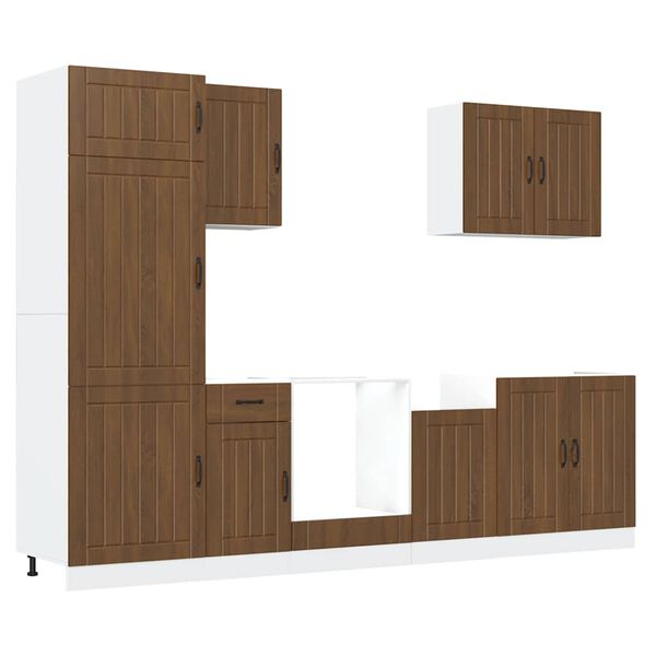 vidaXL 7 Piece Kitchen Cabinet Set Lucca Brown Oak Engineered Wood