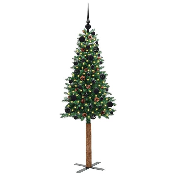 vidaXL Slim Christmas Tree Green 150 cm PVC and Solid Pine wood