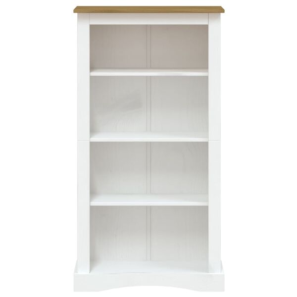 vidaXL 4-Tier Bookcase Mexican Pine Corona Range White 80x29x150 cm