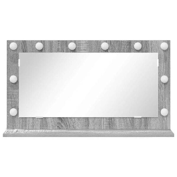 vidaXL Vanity Mirror with LED Strip Lights Grey Sonoma 80 x 45 x 18 cm