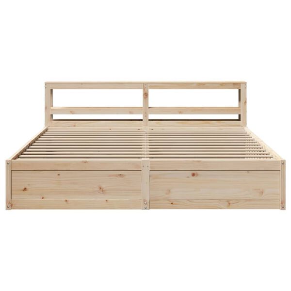 vidaXL Bed Frame with Headboard 200x200 cm Solid Wood Pine
