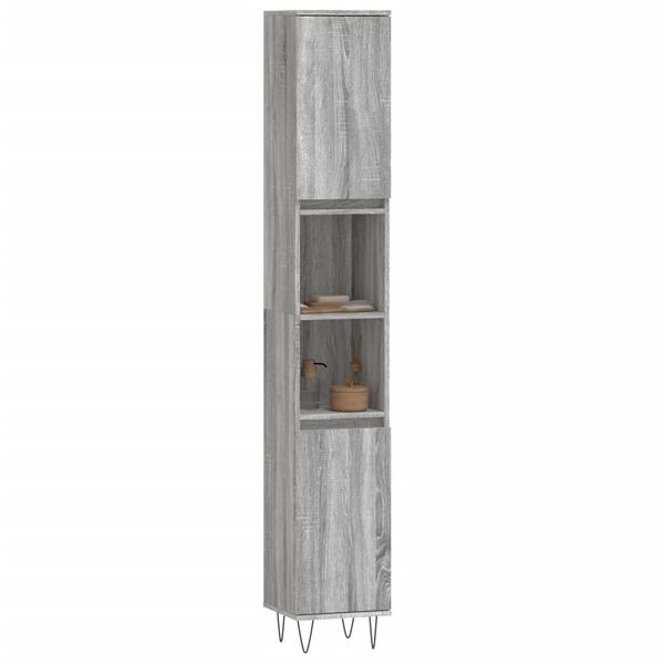 vidaXL Bathroom Cabinet Grey Sonoma 30x30x190 cm Engineered Wood