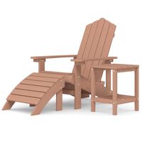 vidaXL Garden Adirondack Chair with Footstool & Table HDPE Brown