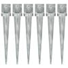 vidaXL Ground Spikes 6 pcs Silver 14x14x91 cm Galvanised Steel