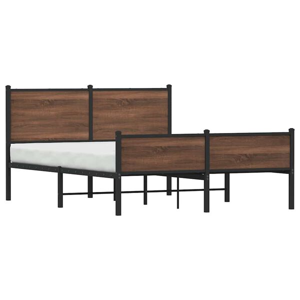 vidaXL Metal Bed Frame without Mattress Brown Oak 140x190 cm