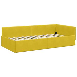 vidaXL Corner Bed Frame with Headboard Yellow 80 cm x 200 cm Velvet