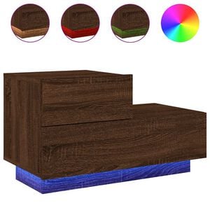 vidaXL Bedside Cabinet with LED Lights Brown Oak 70x36x40,5 cm