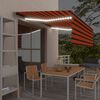 vidaXL Manual Retractable Awning with Blind&LED 4x3m Orange&Brown
