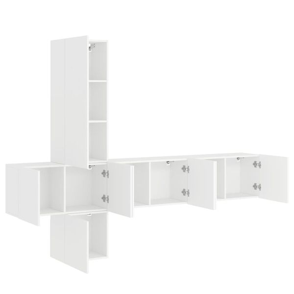 vidaXL 5 Piece TV Wall Units White Engineered Wood