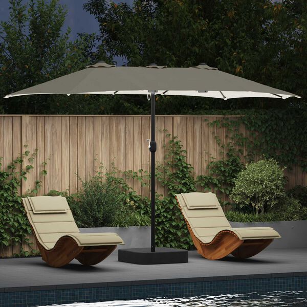 vidaXL Garden Parasol Sand and Anthracite 385 x 209 x 244 cm Polyester