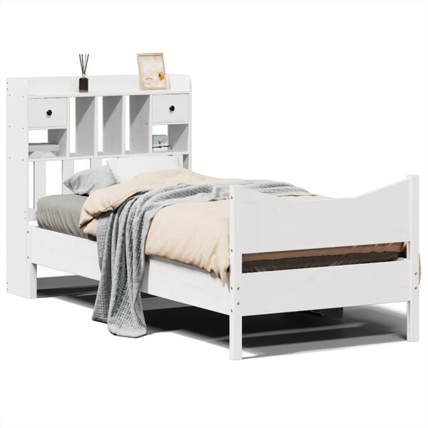 vidaXL Bed Frame without Mattress White 75x190 cm Small Single Solid Wood Pine