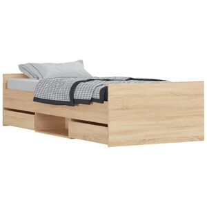 vidaXL Bed Frame without Mattress Sonoma Oak 90x190 cm Single