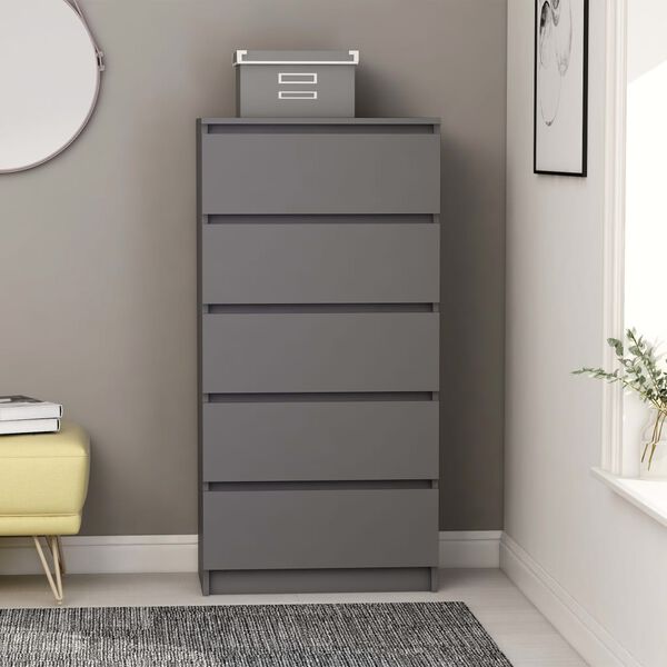 vidaXL Drawer Sideboard Grey 60x35x121 cm Engineered Wood