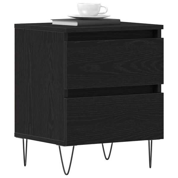 vidaXL Bedside Cabinet Black oak 40 x 35 x 50 cm Engineered wood