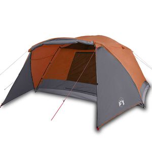 vidaXL Camping Tent with Porch 4-Person Orange Waterproof