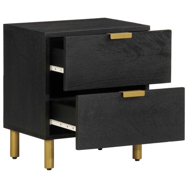 vidaXL Bedside Cabinet 2 pcs Black 40x33x46 cm Solid Wood Mango