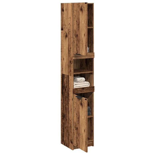 vidaXL Bathroom Cabinet Old Wood 32x34x188.5 cm Engineered Wood