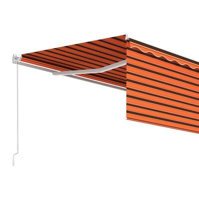 vidaXL Manual Retractable Awning with Blind 4.5x3m Orange&Brown