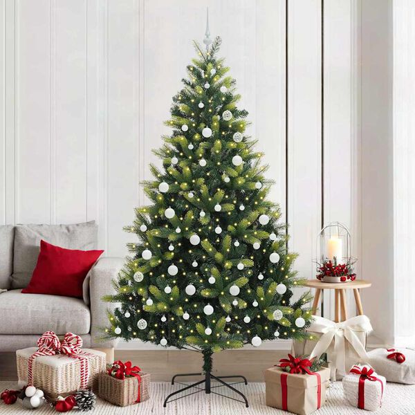 vidaXL Artificial Hinged Christmas Tree 300 LEDs Green 210 cm