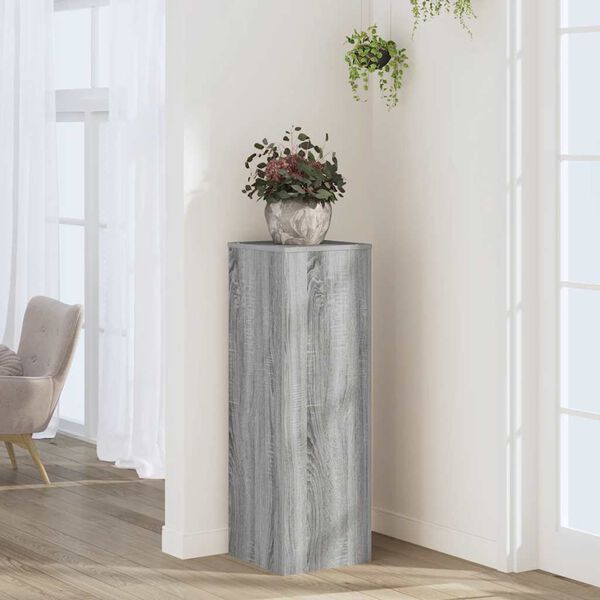 vidaXL Plant Stand Grey Sonoma 33x33x100 cm Engineered Wood