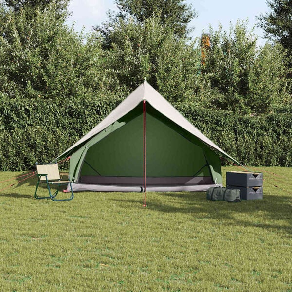 vidaXL Family Tent with Roof Green and White 256 x 256 x 185 cm