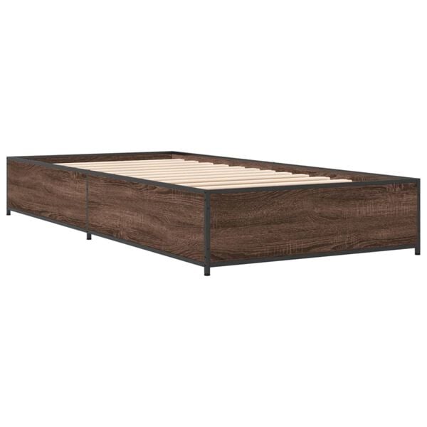 vidaXL Bed Frame without Mattress Brown Oak 75x190 cm Small Single