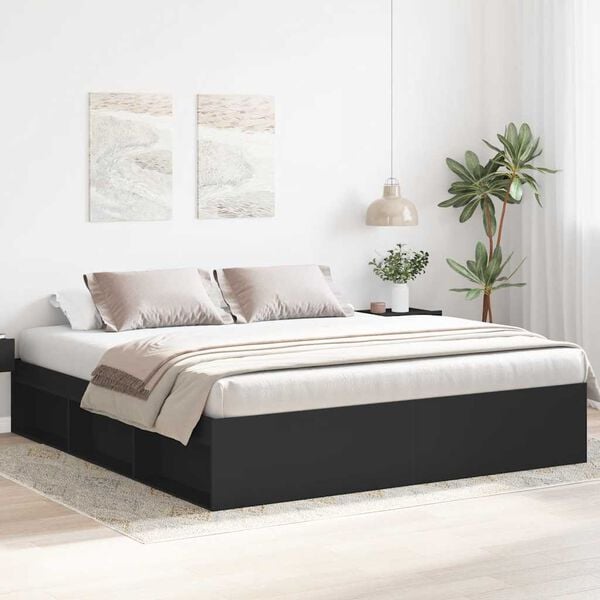 vidaXL Bed Frame without Mattress Black 180x200 cm Super King Super King Size