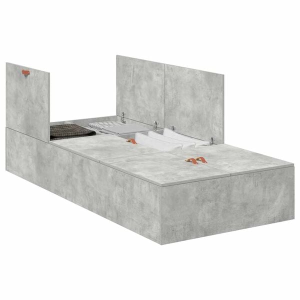 vidaXL Storage Bed Frame Concrete Grey 90 x 200 cm Engineered Wood