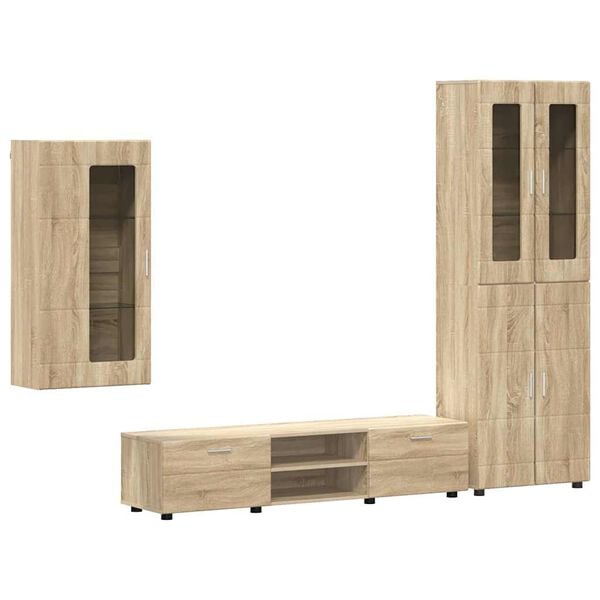 vidaXL TV Cabinet Set with Drawer FLORIN Sonoma Oak Engineered Wood