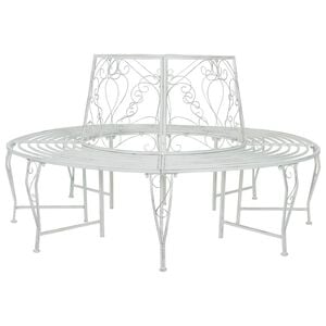 vidaXL Tree Bench 8-Seater &Oslash; 160 x 89 cm Steel Antique White Round