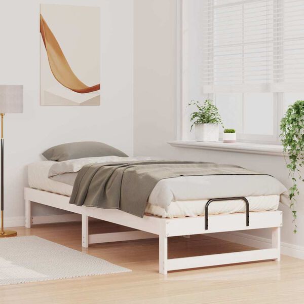 vidaXL Bed Frame White 80 x 210 cm Solid Pine Wood