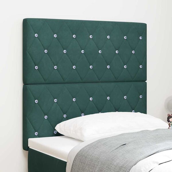 vidaXL Velvet Headboard Argyle with Headboard Dark green 90 cm Velvet