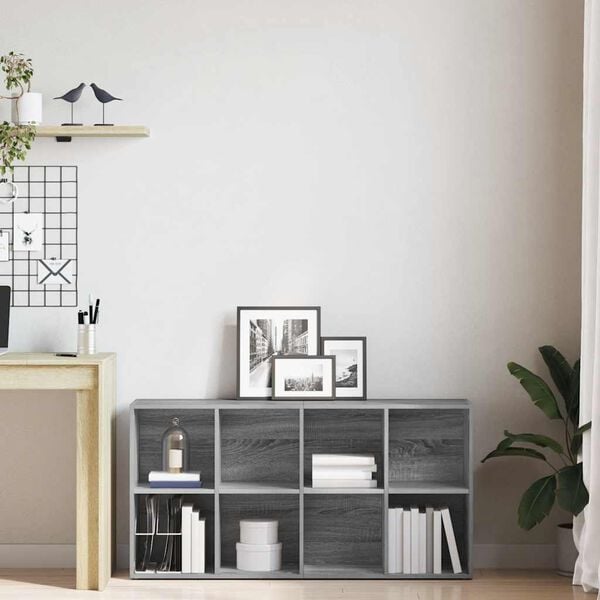 vidaXL Book Cabinet/Sideboard Grey Sonoma 66x30x130 cm Engineered Wood