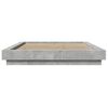 vidaXL Bed Frame with LED Lights without Mattress Concrete Grey 135x190cm