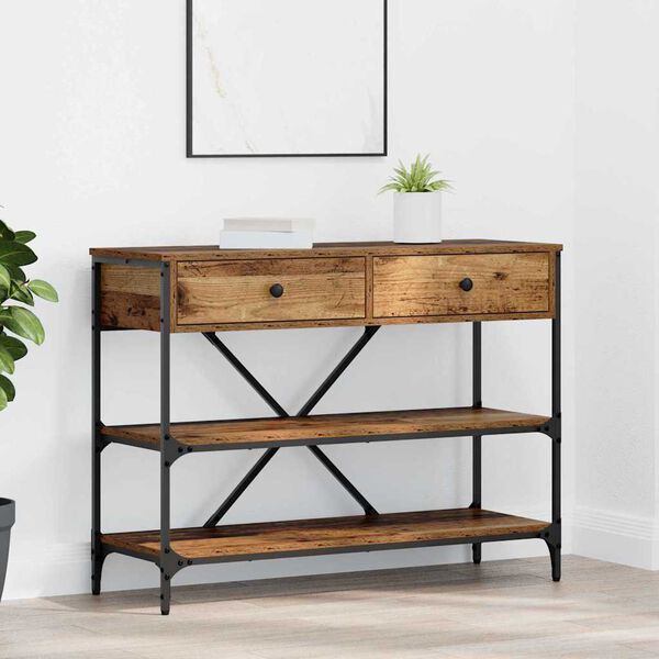 vidaXL Console Table with Drawer Brown 100 x 34.5 x 75 cm Wood