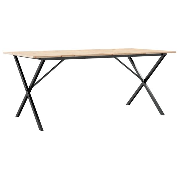 vidaXL Dining Table X-Frame 180x90x75 cm Solid Wood Pine and Steel
