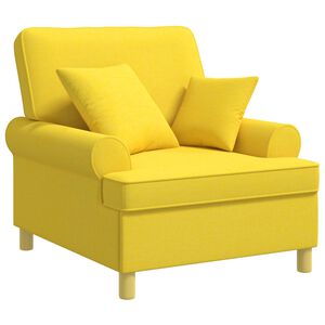 vidaXL XL Armchair with Cushions Light Yellow Fabric