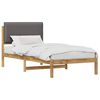 vidaXL Bed Frame with Upholstered Headboard Whitewash and Light Grey