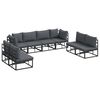 vidaXL Garden Sofa Set with Cushion 8 pcs Black Aluminium