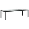 vidaXL Garden Table Black 250x100x75 cm Tempered Glass and Poly Rattan