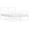 vidaXL Metal Bed Frame without Mattress with Footboard&nbsp;White 150x200cm