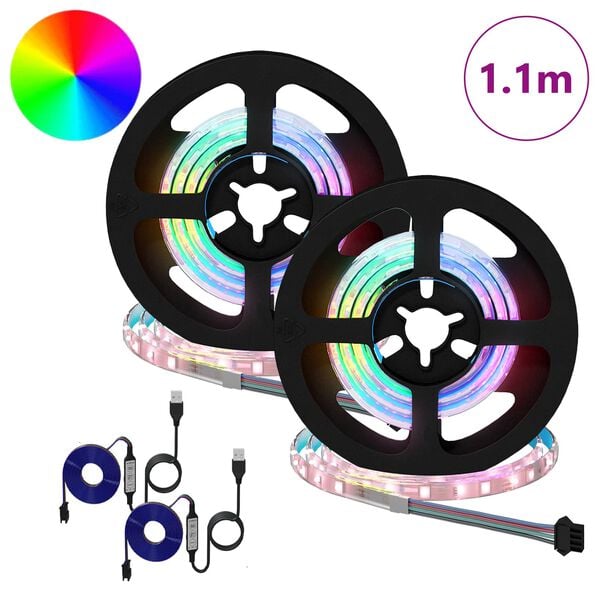 vidaXL LED Strip 4 pcs Black and Transparent 55 x 0.8 x 0.3 cm