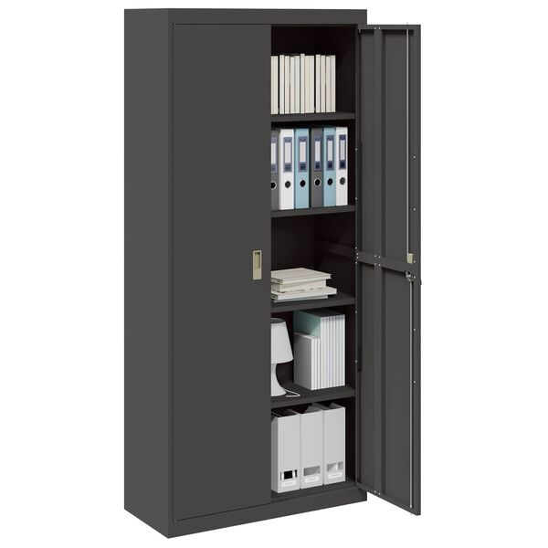 vidaXL Storage Cabinet 2 pcs Black 90 x 40 x 200 cm Steel