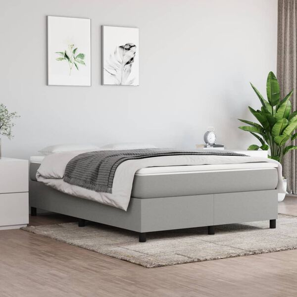 vidaXL Box Spring Bed Frame Light Grey Double Fabric (UK/IE/FI/NO only)