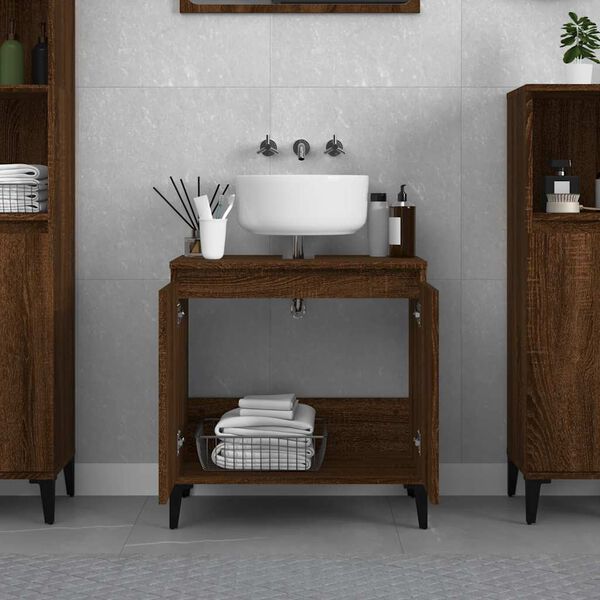vidaXL Sink Cabinet Brown Oak 58x33x60 cm Engineered Wood