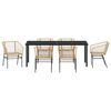 vidaXL Garden Dining Set 7 pcs Brown Poly Rattan