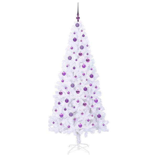 vidaXL Artificial Christmas Tree with Stand White 210 cm PVC and Steel