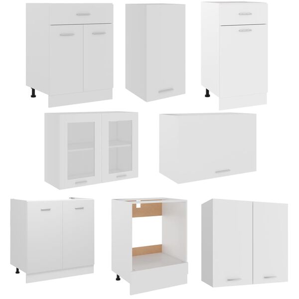 vidaXL 8 Piece Kitchen Cabinet Set Lyon White Engineered Wood
